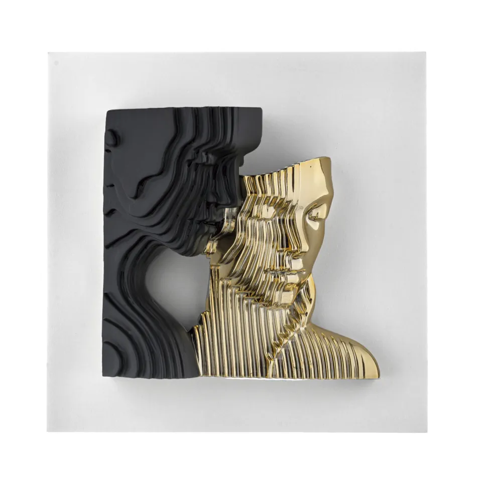 Bongelli pannello visi stilizzati nero oro 15x15 ME2693 1BI OR