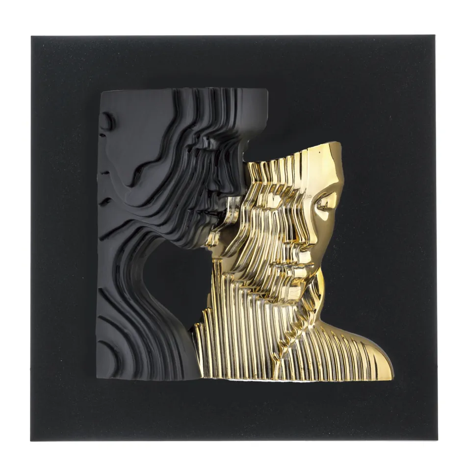 Bongelli pannello visi stilizzati nero oro 50x50 ME2693 2N OR