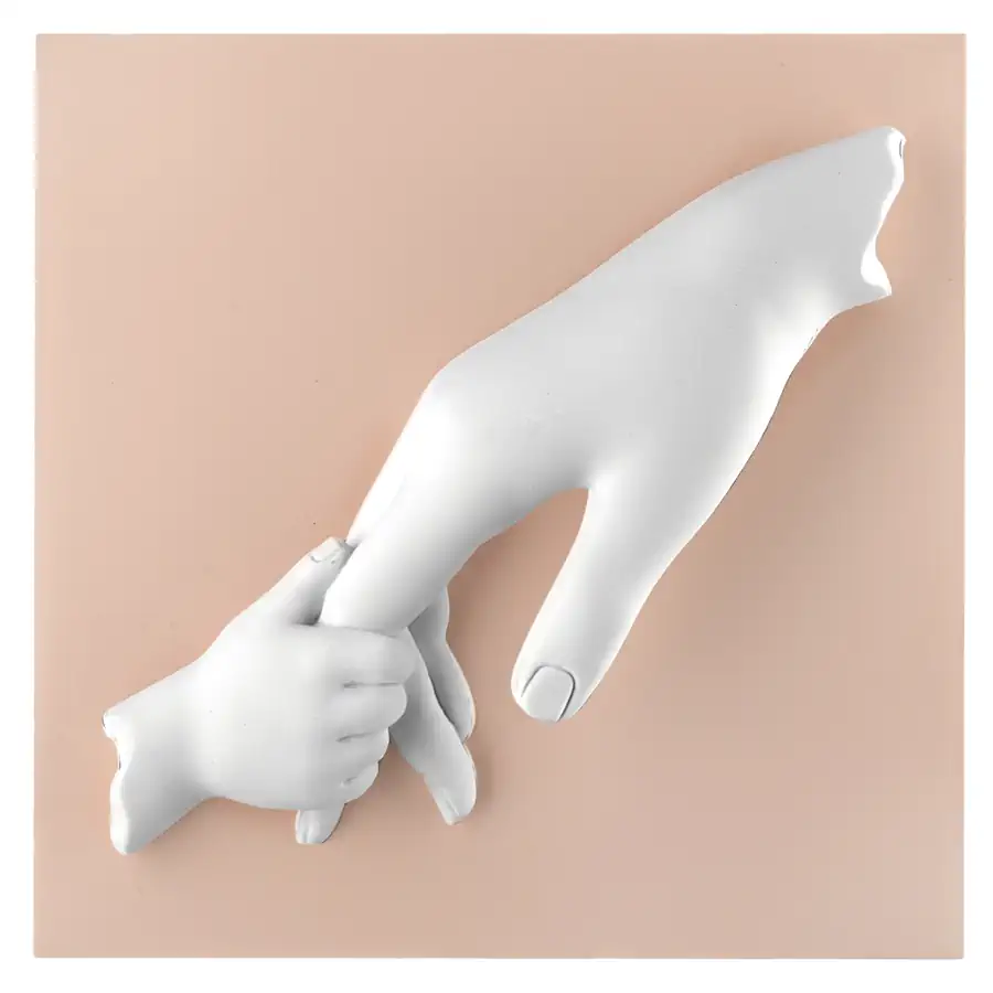 Bongelli placca battesimo mani mamma 15x15 rosa ME2740 RO