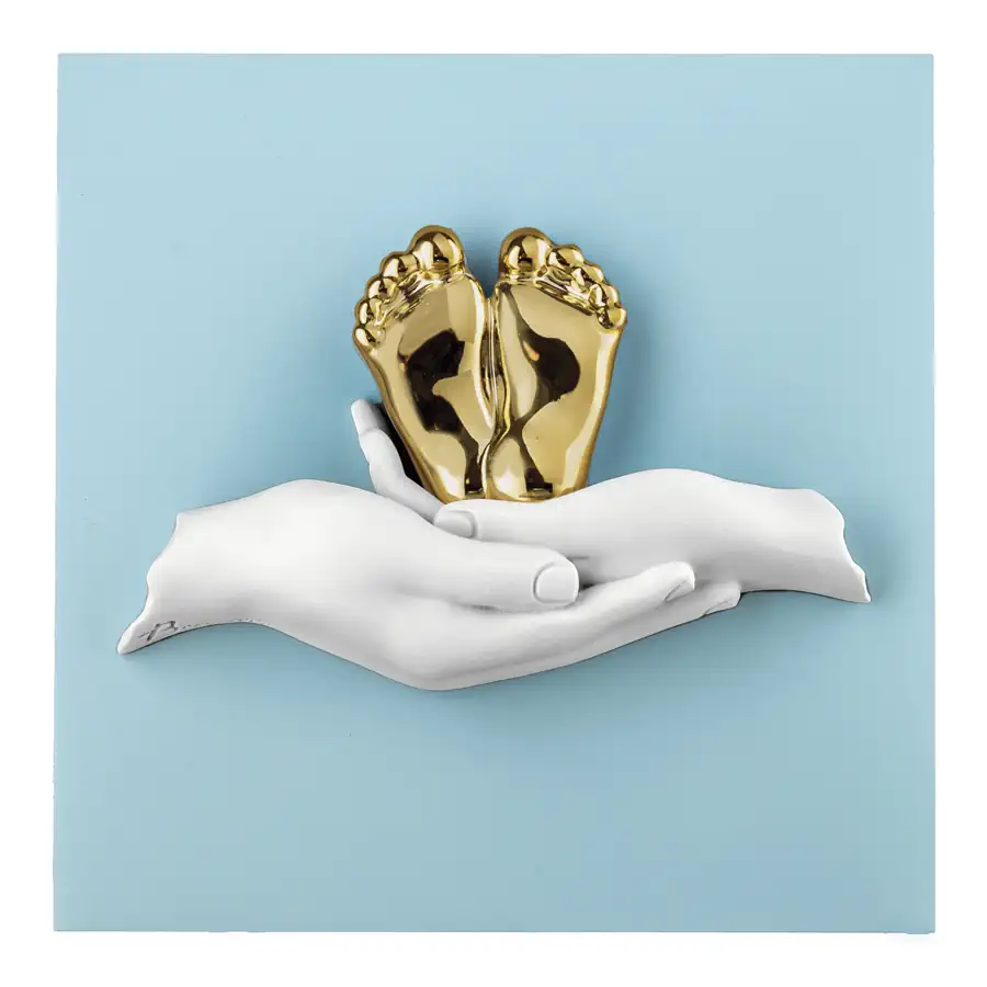 Bongelli placca battesimo piedini 15x15 celeste ME2739 CE