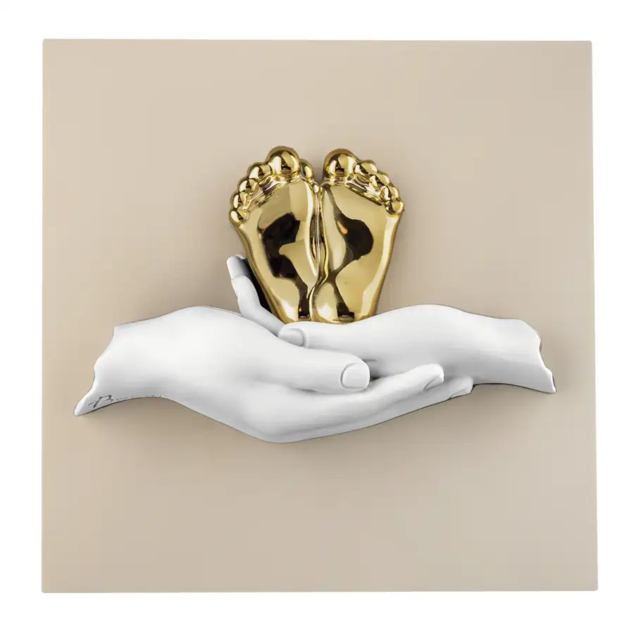 Bongelli placca battesimo piedini 15x15 nocciola ME2739 N