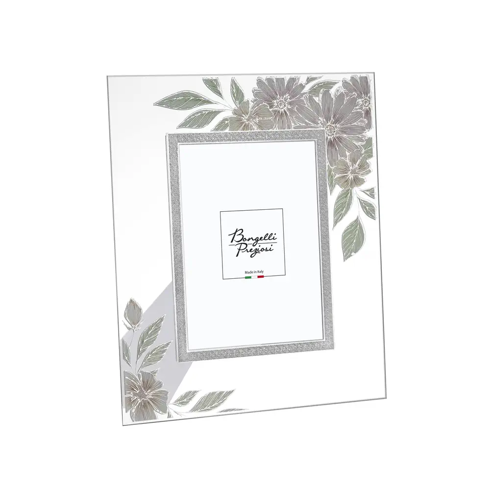 Bongelli portafoto vetro fiori 13x18 argento CR424 AG
