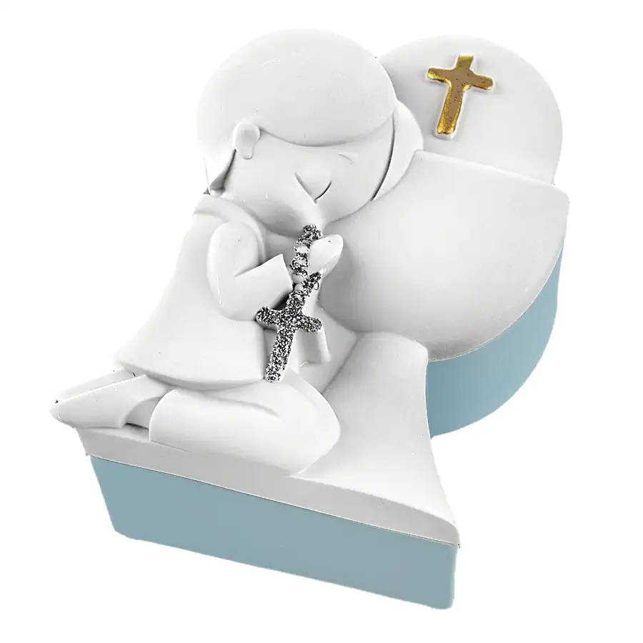 Bongelli scatolina comunione bimbo 8x6 celeste ME2745 CE