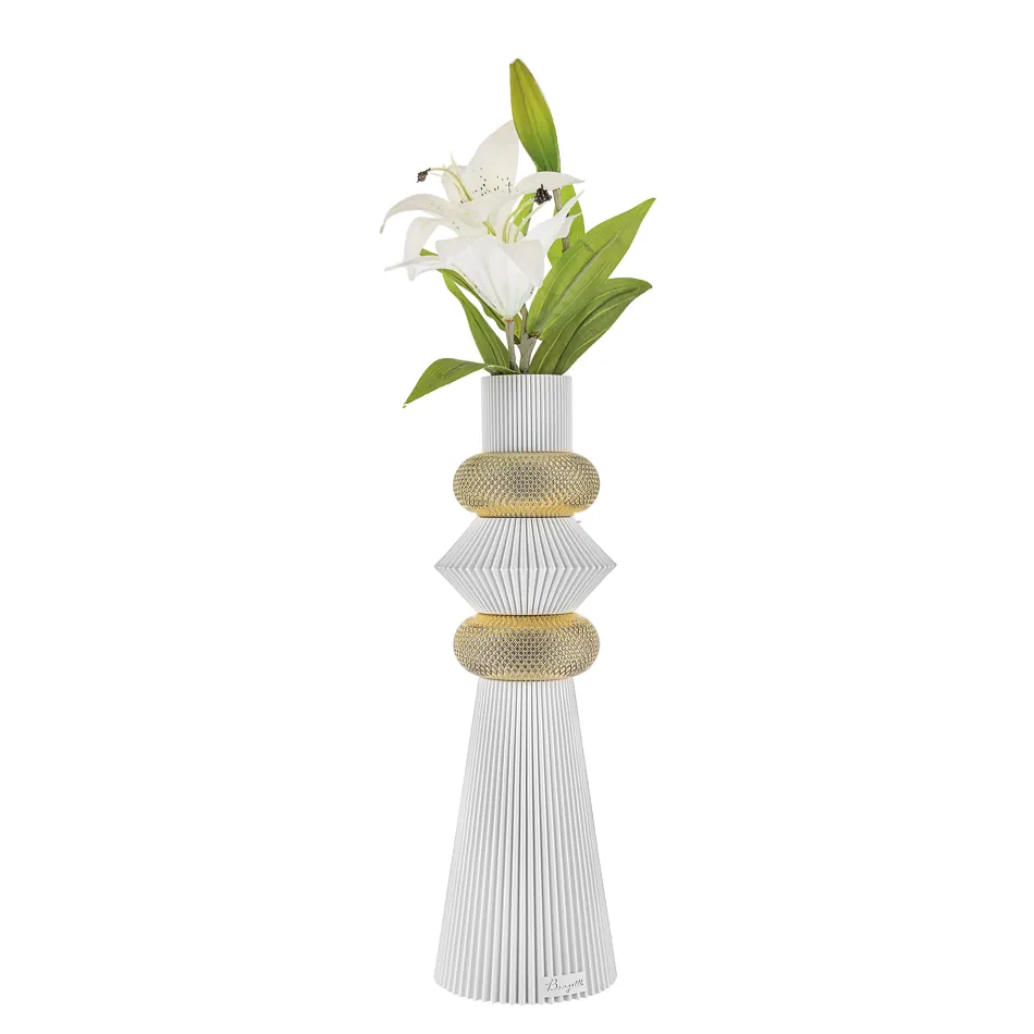 Bongelli vaso modular h39 bianco oro ME2682 BOR