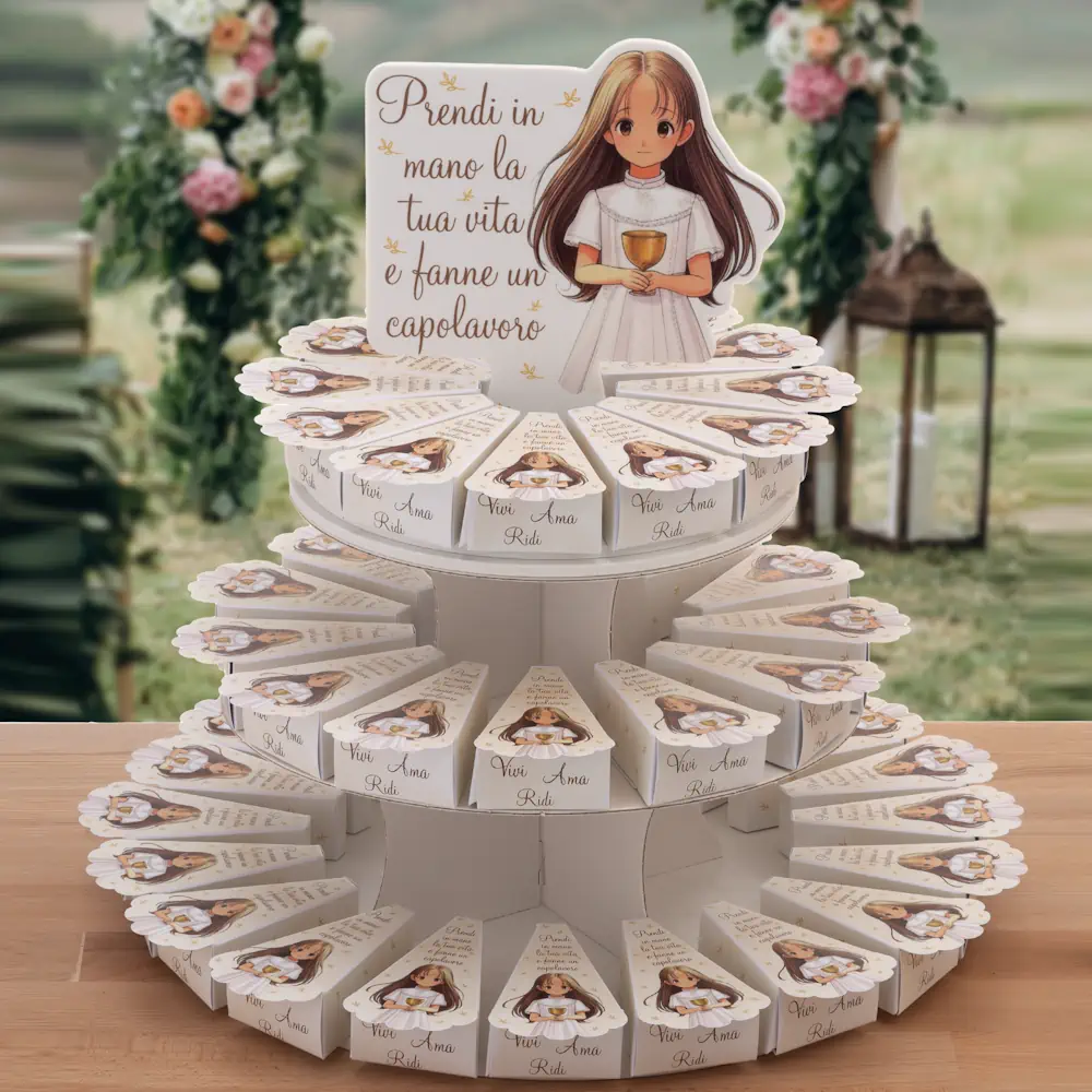 Dolcicose torta con 24 fette comunione femmina NG26663