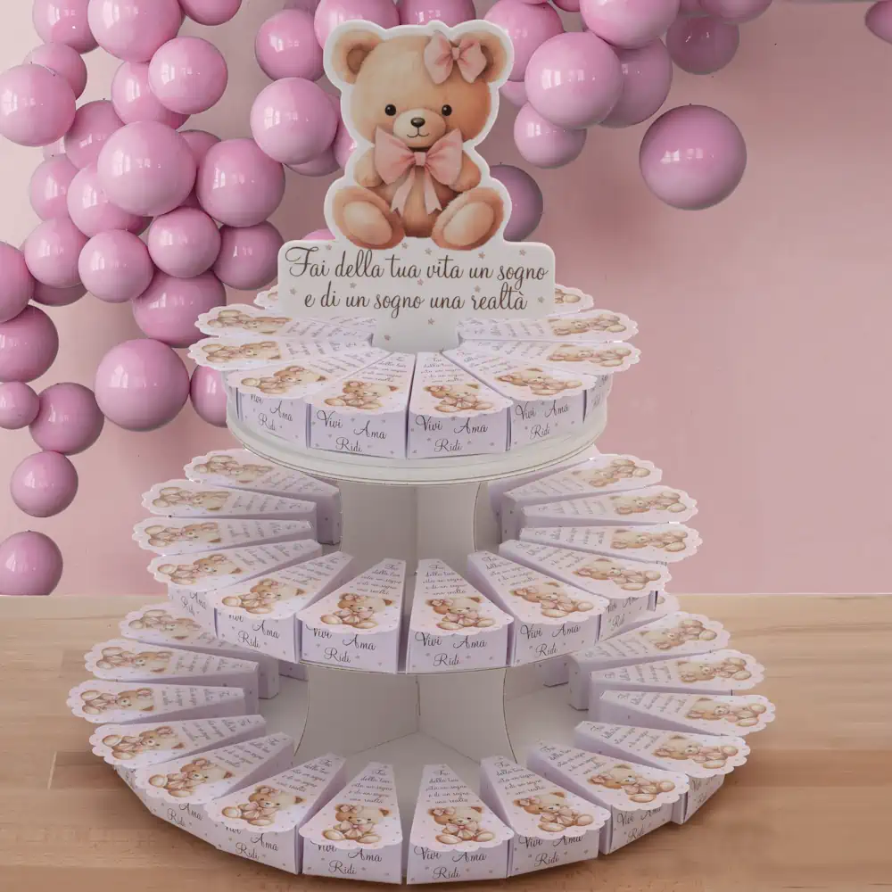 Dolcicose torta con 24 fette orso rosa NG26661