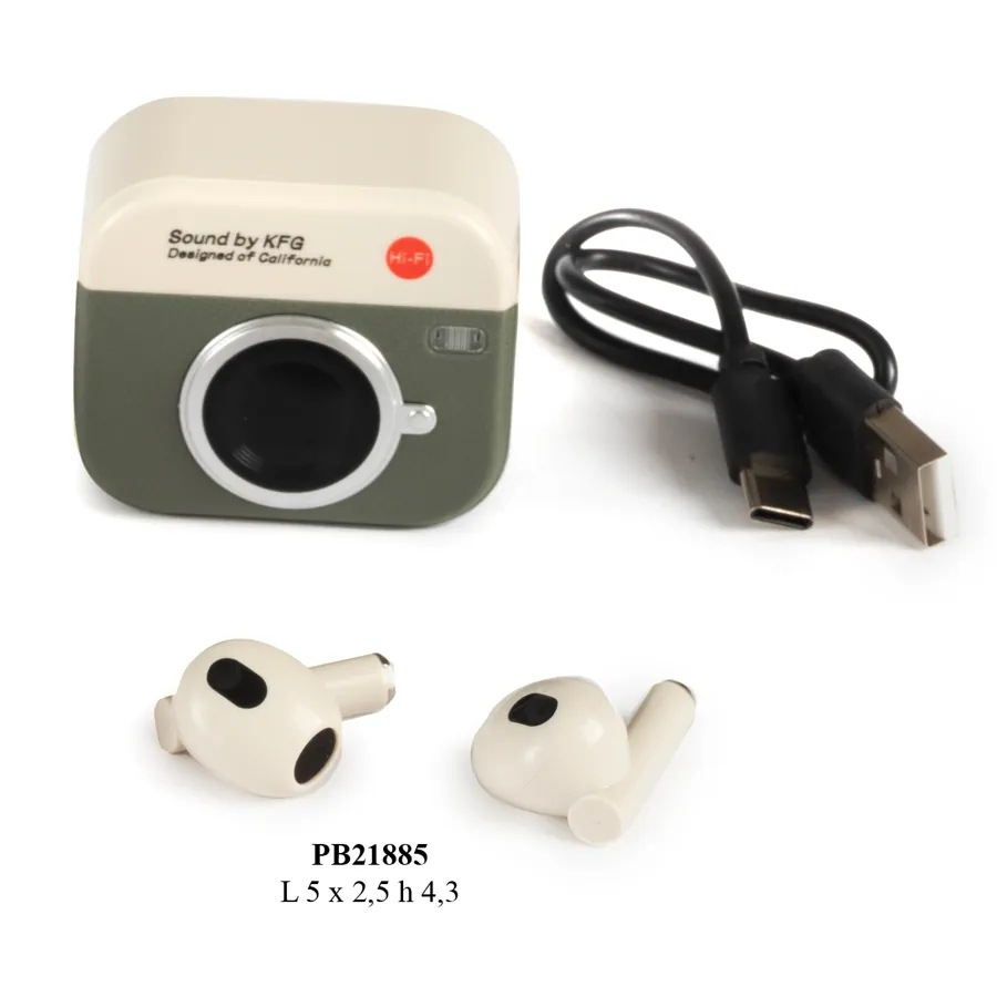 Paben auricolari bluetooth fotocamera retro verde cm 5 PB21885
