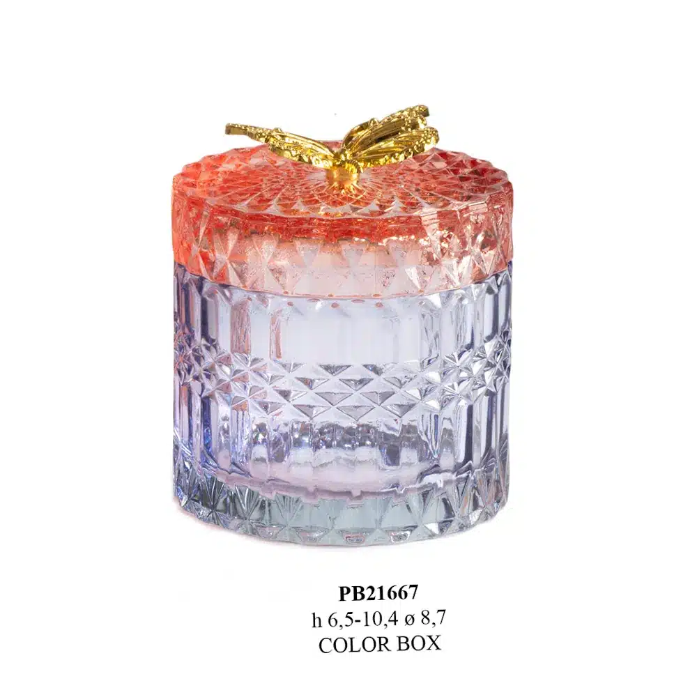 Paben barattolo con tappo farfalla 10.4 cm vetro bicolor PB21667