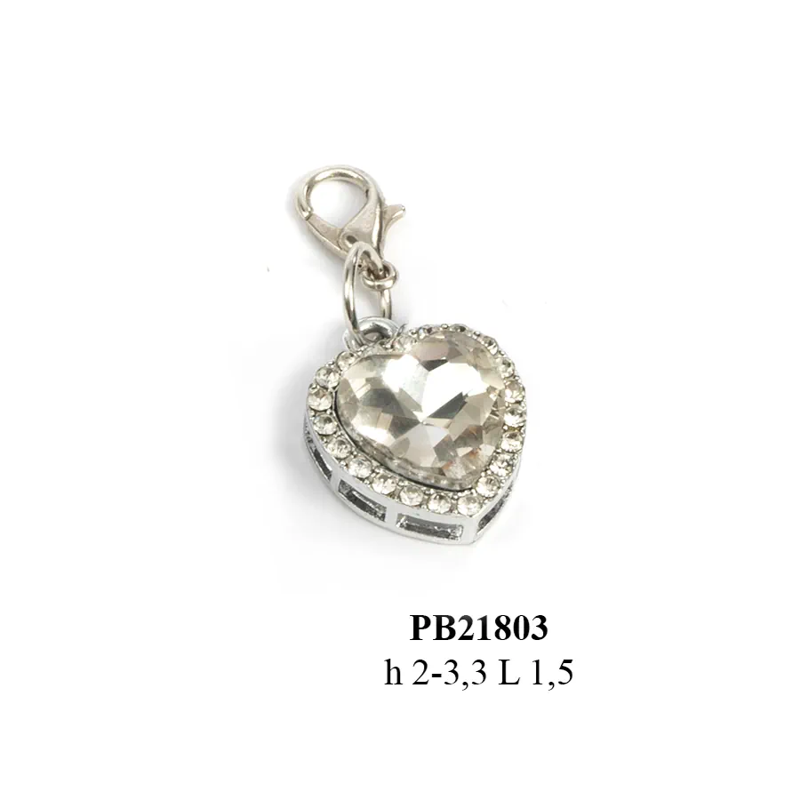 Paben ciondolo a cuore con pietra bianca 2 cm PB21803