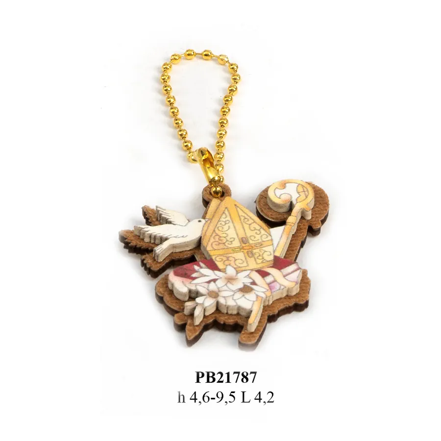 Paben ciondolo con mitria pastorale 4.6 cm legno PB21787