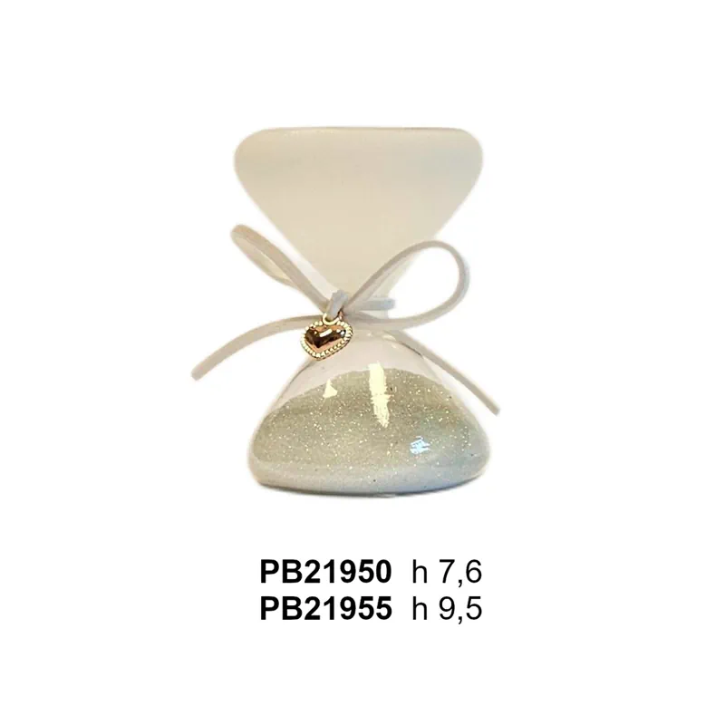 Paben clessidra bianca satinata cuore oro 7.5 cm PB21950