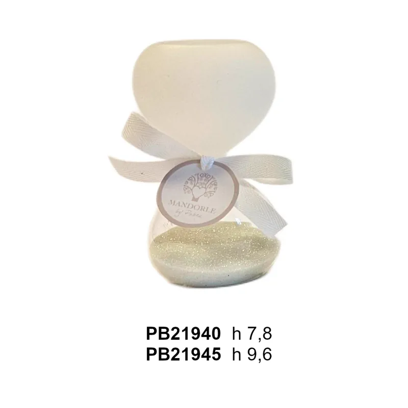 Paben clessidra bianca satinata in vetro 8 cm PB21940
