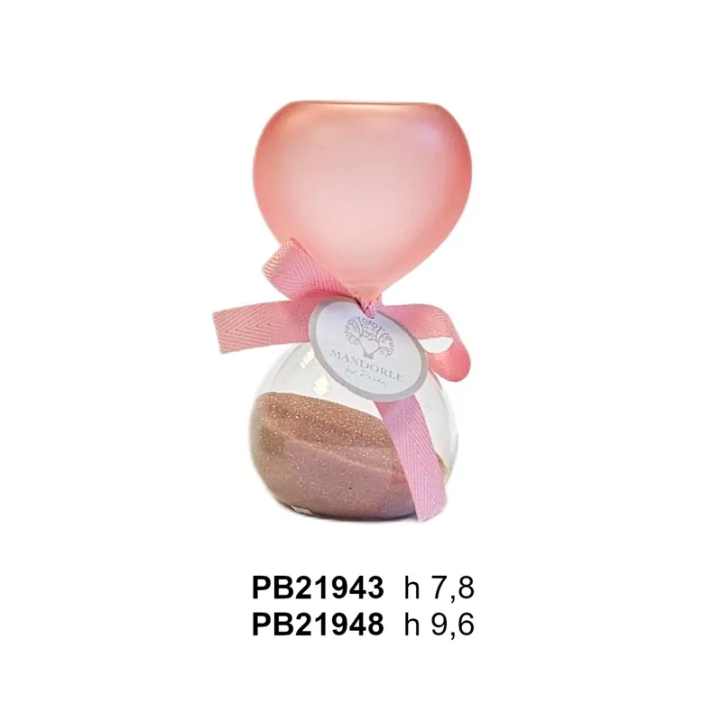 Paben clessidra rosa satinata vetro 9.8 cm PB21948