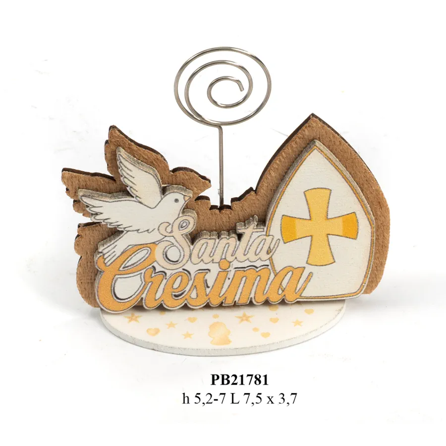 Paben clip portafoto Santa cresima 7 cm legno PB21781