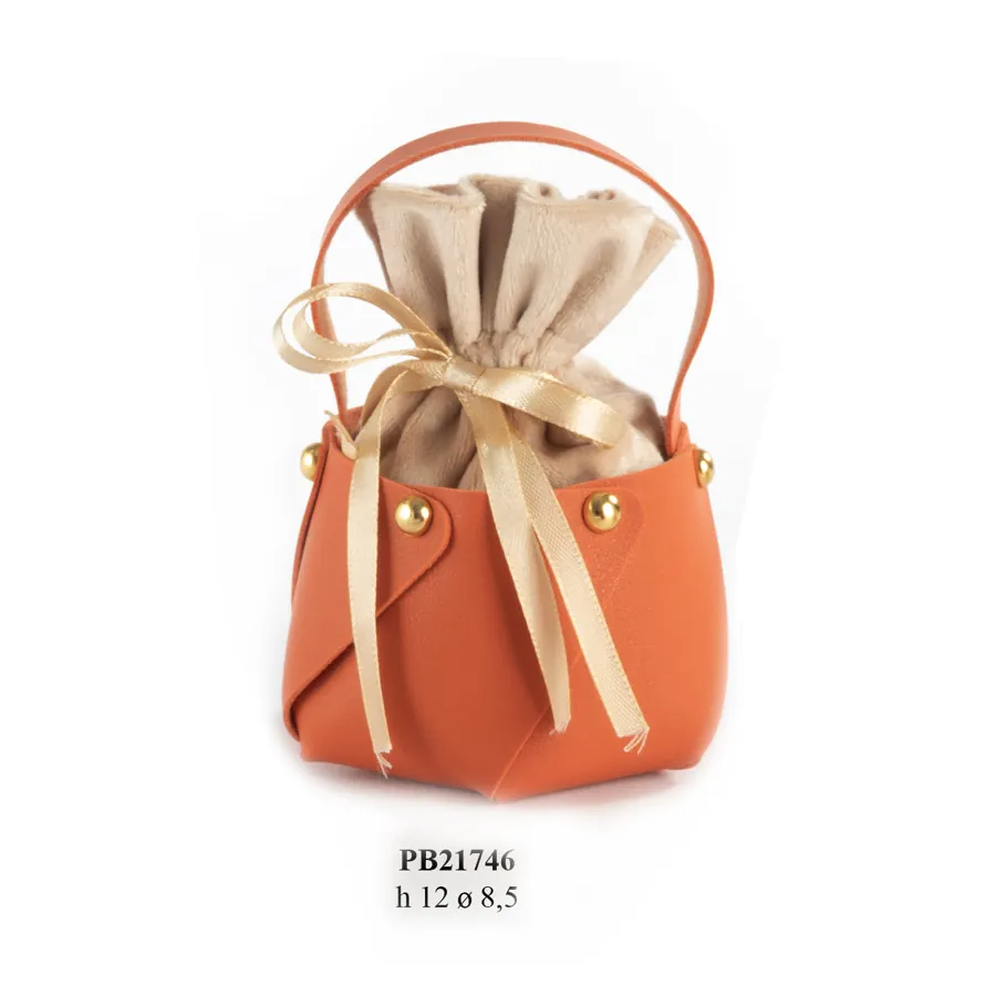 Paben contenitore confetti secchiello arancione con fiocco 12 cm PB21746