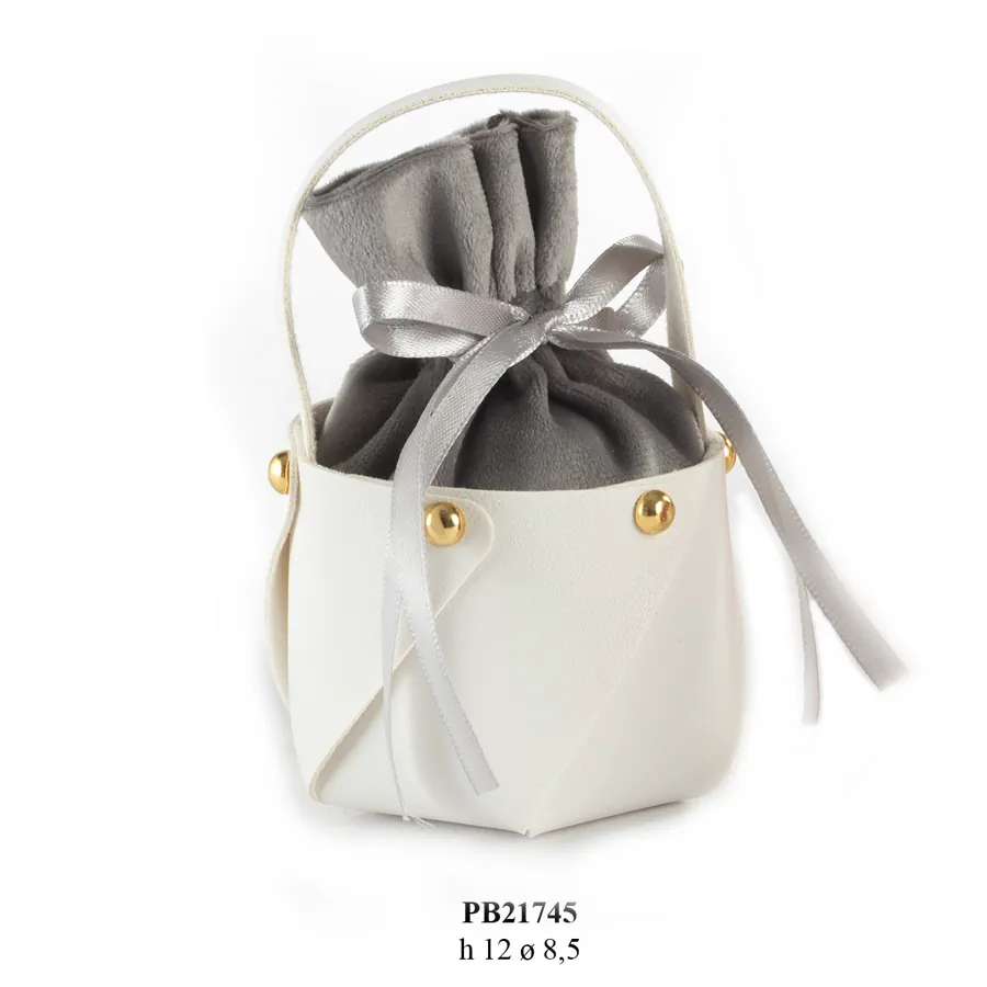 Paben contenitore confetti secchiello bianco con fiocco PB21745