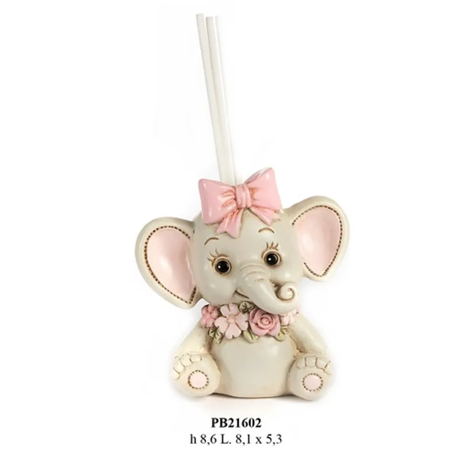 Paben diffondiprofumo elefantina seduta con fiocco rosa PB21602