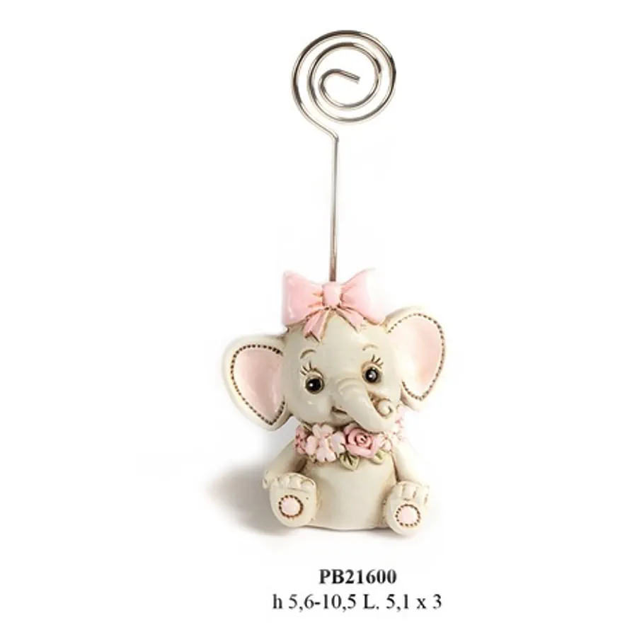 Paben elefantina seduta fiocco rosa clip portafoto PB21600