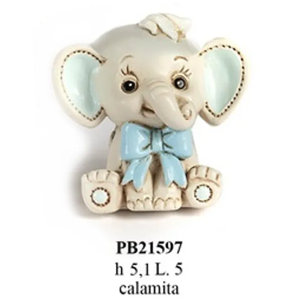 Paben elefantino seduto con fiocco celeste cm 5 calamita PB21597
