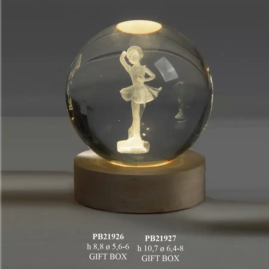 Paben globo su base ballerina 8 cm cristallo led PB21927