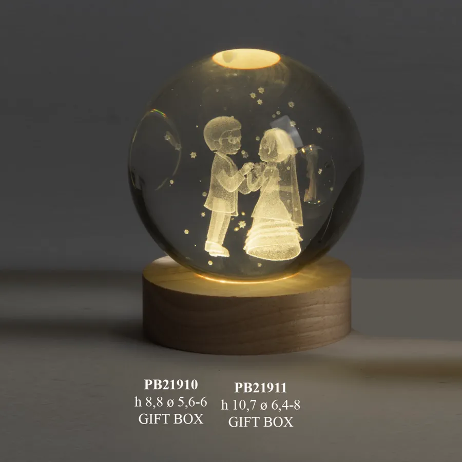 Paben globo su base bimbi sposini 8 cm cristallo con led PB21911