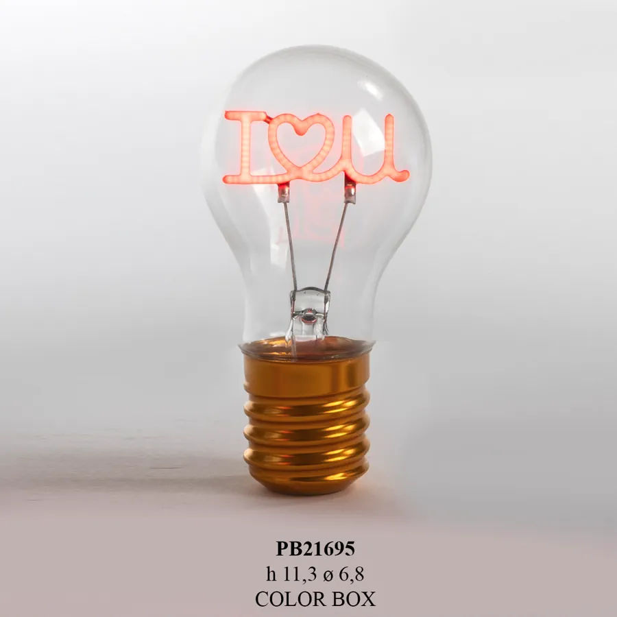 Paben lampadina led ricaricabile con scritta i love you 11.3 cm PB21695