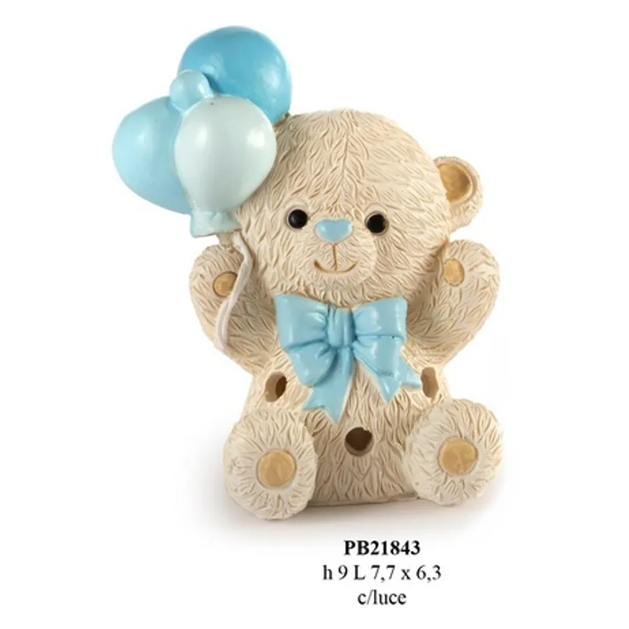 Paben orsetto con palloncini celeste con luce PB21843