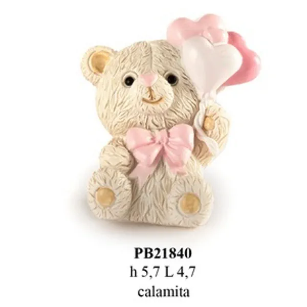 Paben orsetto con palloncini rosa cm 5.7 con calamita PB21840