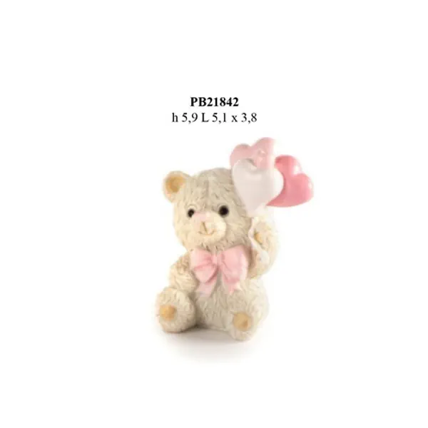 Paben orsetto con palloncini rosa cm 5.9 PB21842