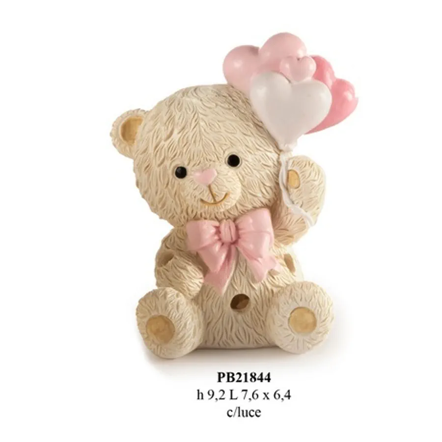 Paben orsetto con palloncini rosa con luce PB21844