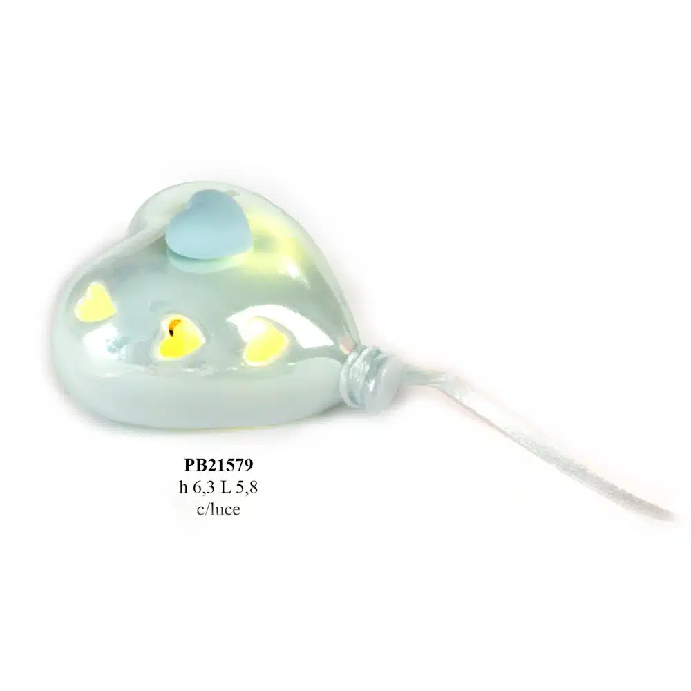 Paben palloncino a cuore celeste 6.3 cm porcellana PB21579