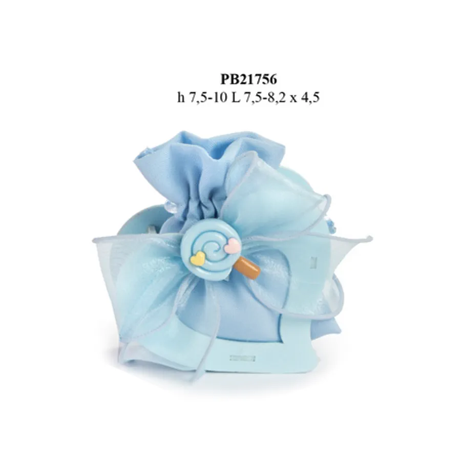 Paben porta sacchetto confetti cuore leccalecca celeste PB21756