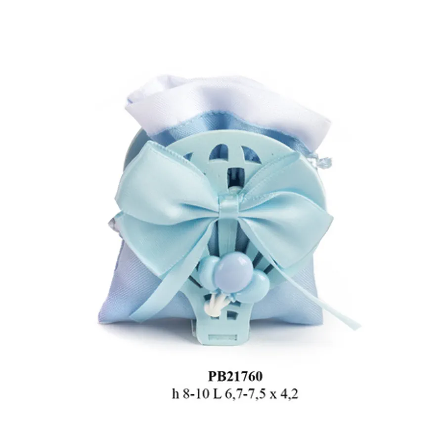 Paben porta sacchetto confetti mongolfiera palloncino celeste PB21760