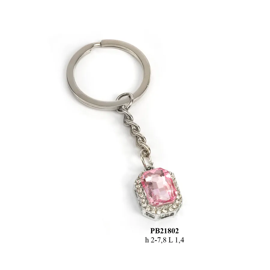 Paben portachiavi con pietra rosa 2 cm PB21802