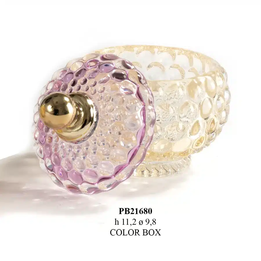 Paben scatola 11.2 cm vetro giallo lilla PB21680