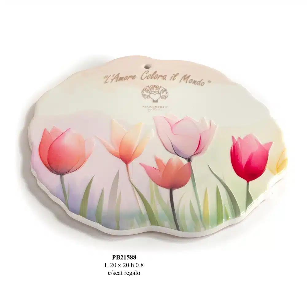 Paben sottopentola con tulipani 20 cm porcellana PB21588