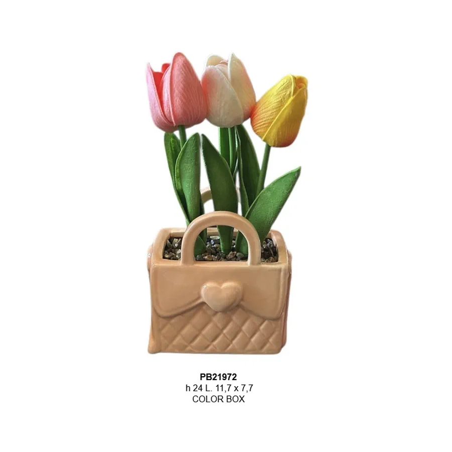 Paben vaso tulipani borsetta pesca 24 cm PB21972