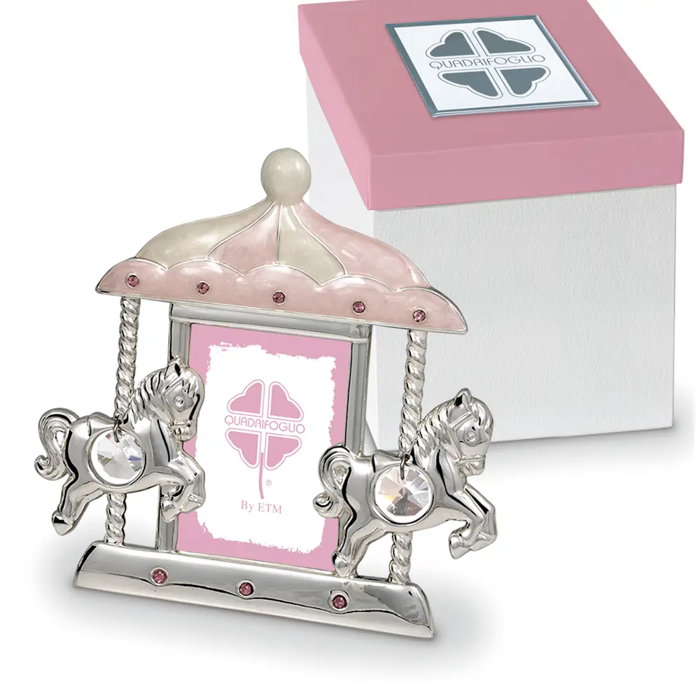 Quadrifoglio argento portafoto rosa cm 14x14 QFC933