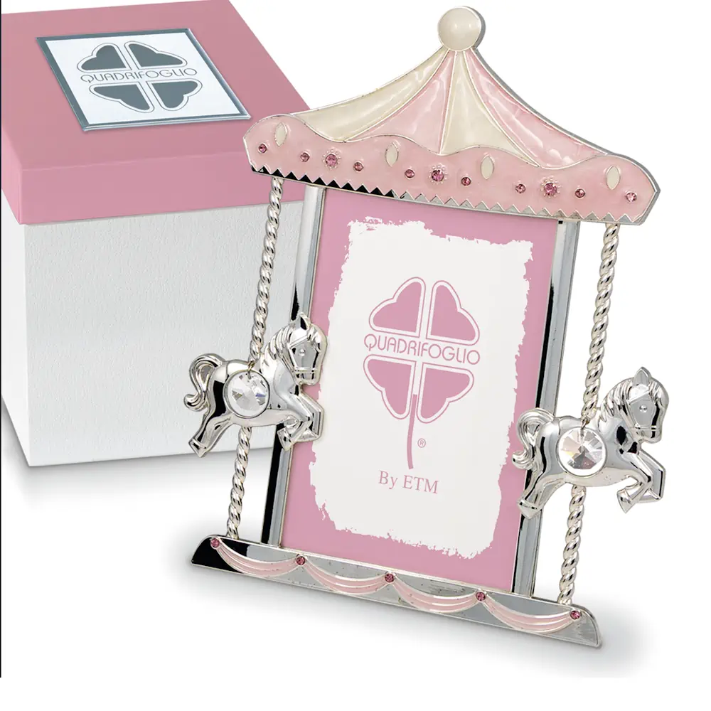 Quadrifoglio argento portafoto rosa cm 19x24 QFC935