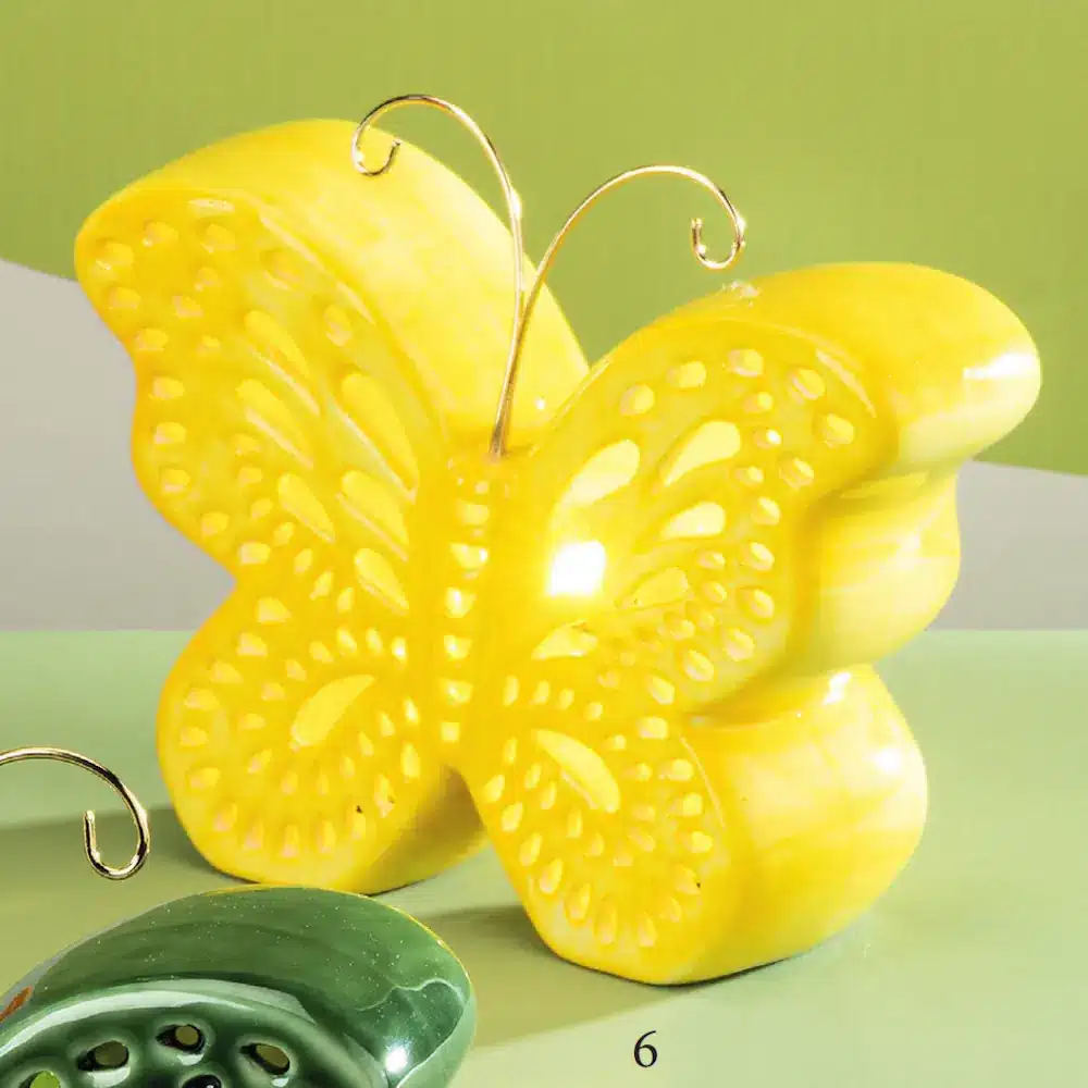 Yvonne Gontier lampada led farfalla in ceramica gialla 6255424