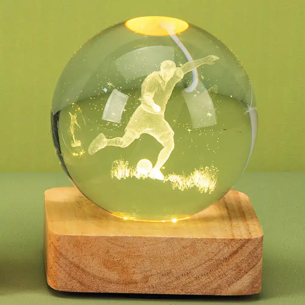 Yvonne Gontier sfera in cristallo calciatore con led 5129270