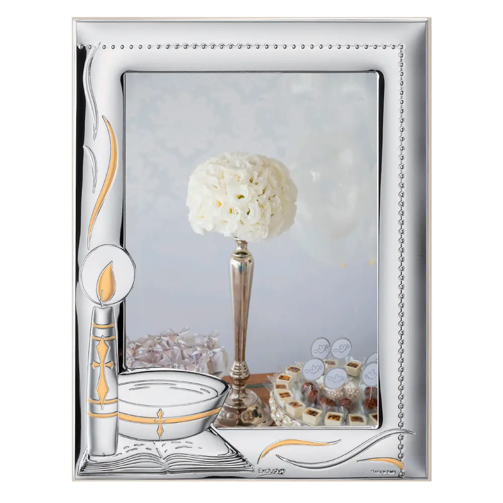 Top portafoto battesimo 13x18 con oro laminato PF405 3 ORO