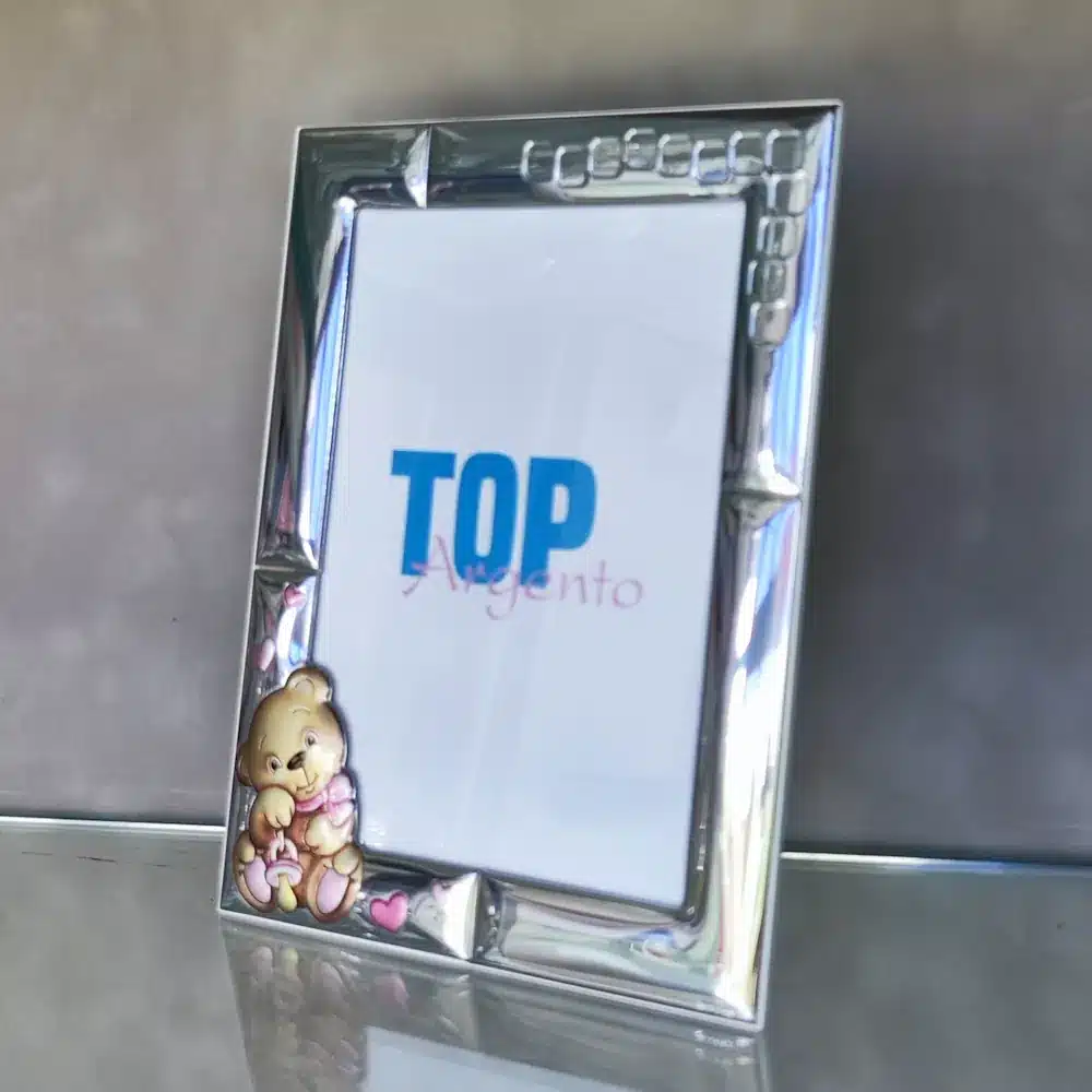 Top portafoto orsetto colorato 13x18 con nome personalizzato retro rosa laminato PFN2015 3 R