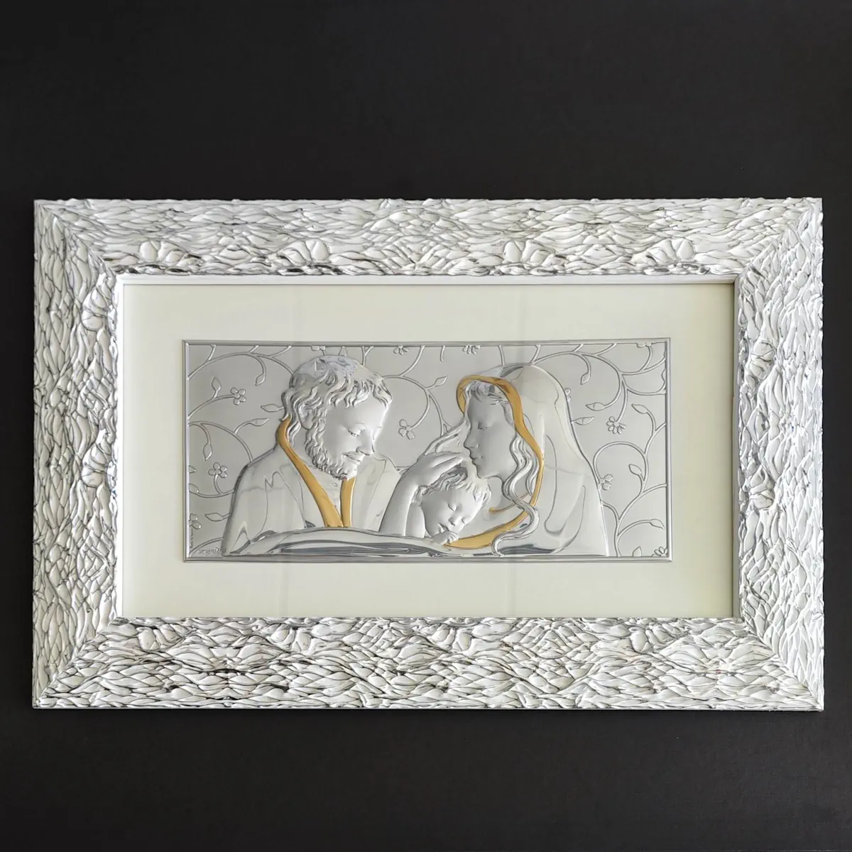 Top quadro sacra famiglia con oro cornice argento ragno laminato ARR3655ORO