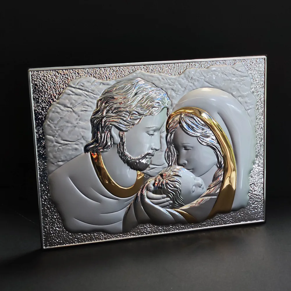 Top sacra famiglia orizzontale 33x43 oro retro legno laminato LE4655 ORO FOTO