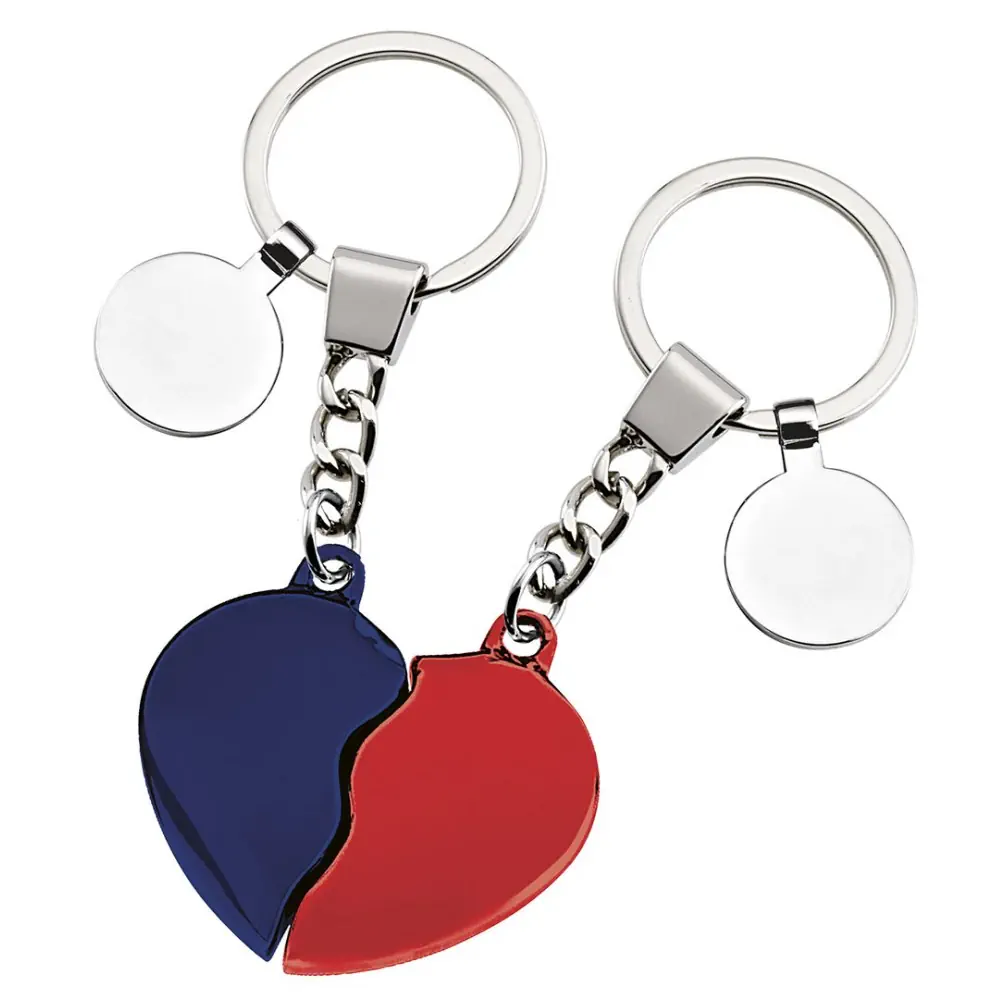 Eljte portachiavi cuore spezzato rosso e blu 8290
