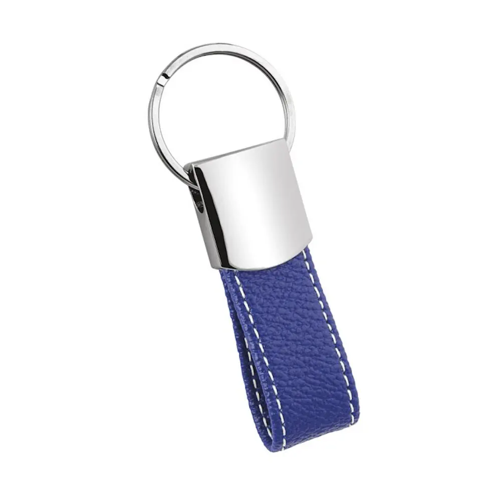 Eljte portachiavi pu blu cucitura bianca 8214
