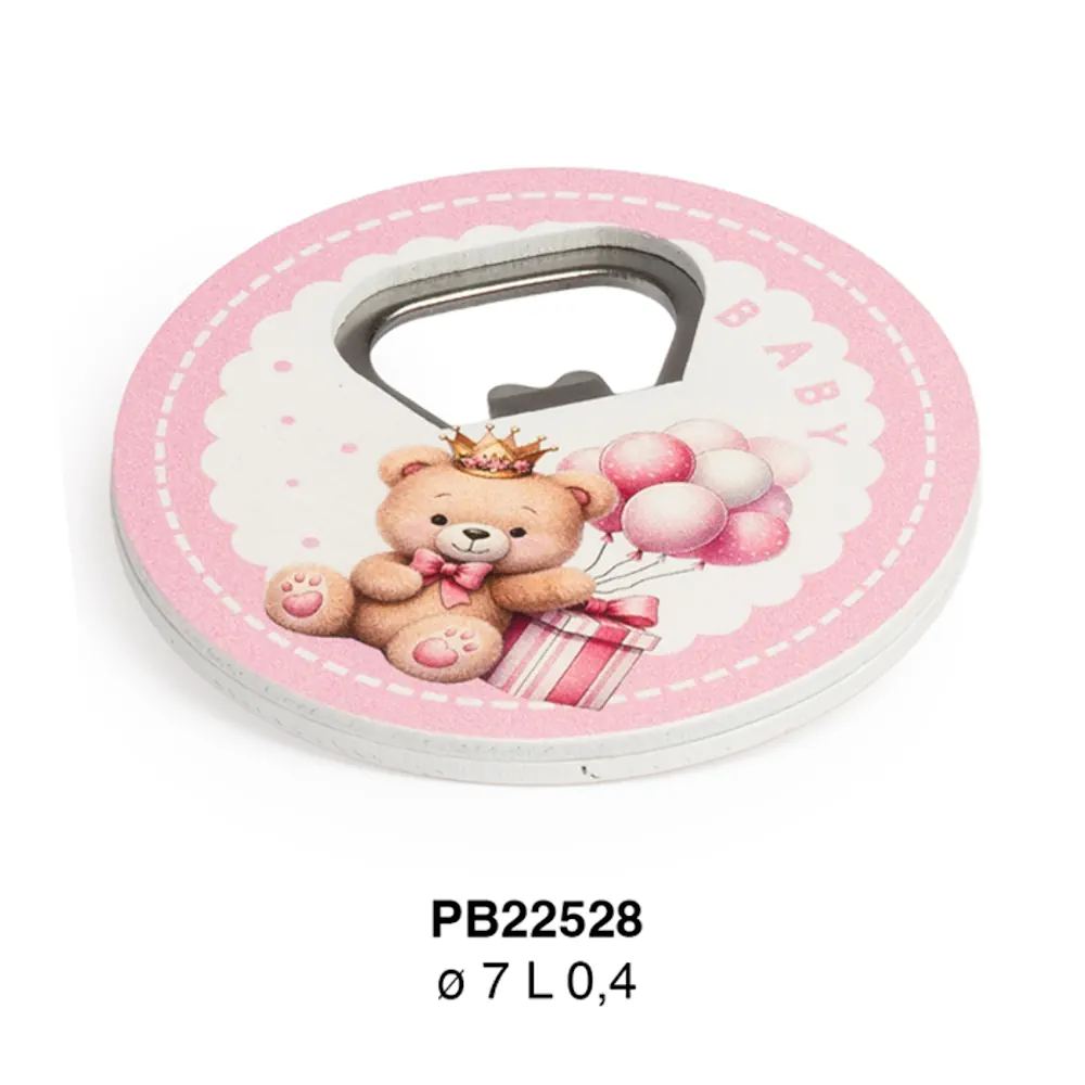 Paben apribottiglie orsetta con palloncini rosa 7 cm PB22528