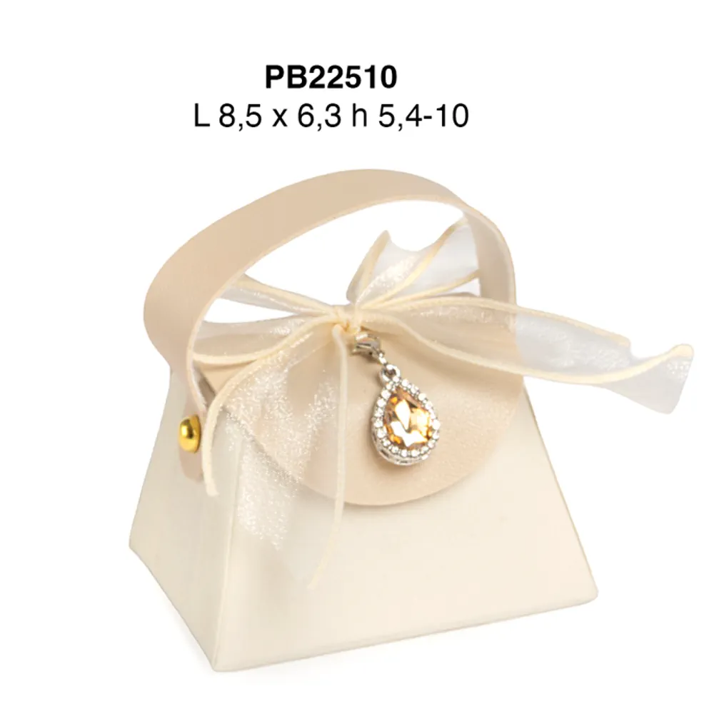 Paben contenitore confetti borsa avorio con ciondolo ambra PB22510