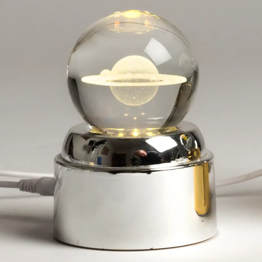 Paben globo in cristallo base girevole saturno 10 cm led PB22613